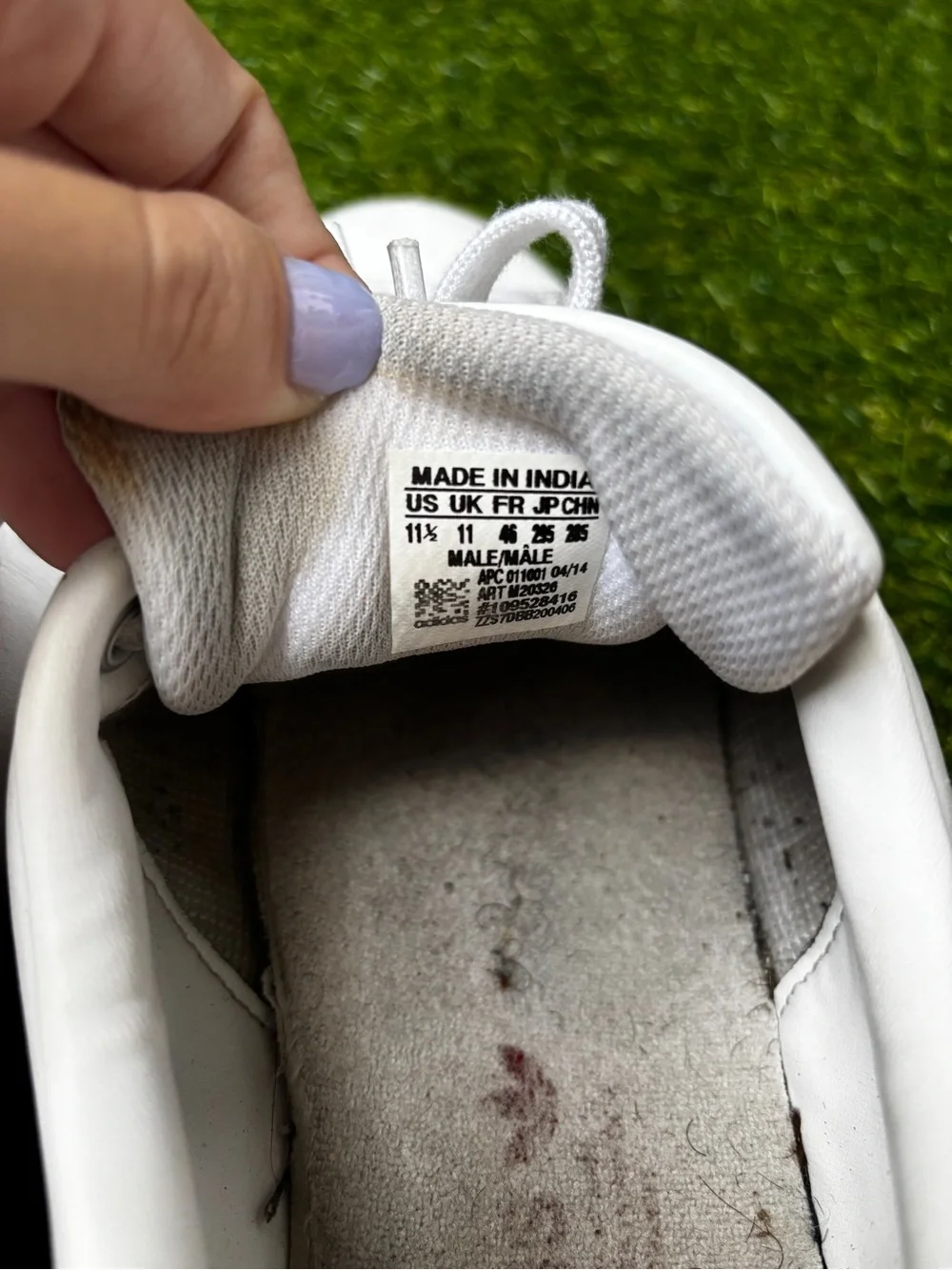 adidas Stan Smith White Leather Sneakers with Red Heel Patch
